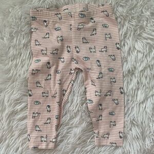 Kids Pink Striped Leggings with Animal Print